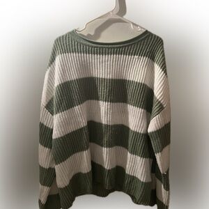 Green white striped sweater